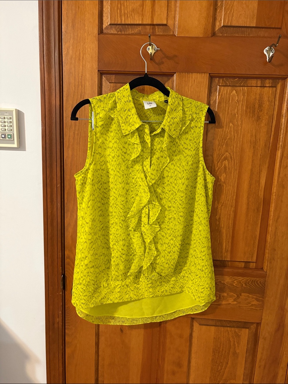 CAbi Sleeveless Ruffle Front Camisole - Lime Yellow